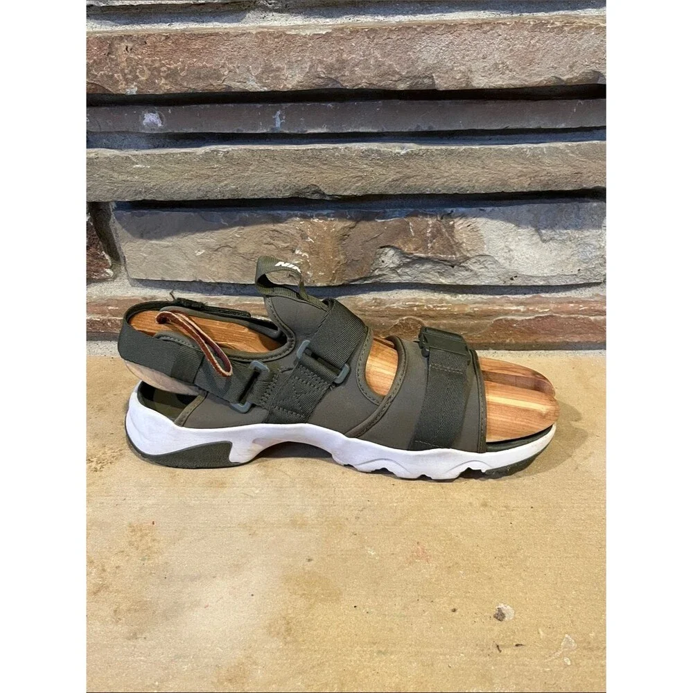 Nike Canyon Olive Green Athletic Sandals with White Sole